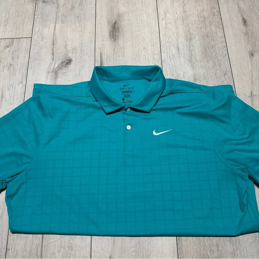Nike Men's Dri-Fit Aqua Polo Golf Fish Every day wear Shirt size Large